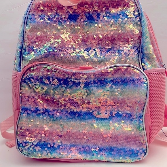 Love at First sight backpack knapsack and Lunch Bag Rainbow Sequins NWT - Picture 3 of 7